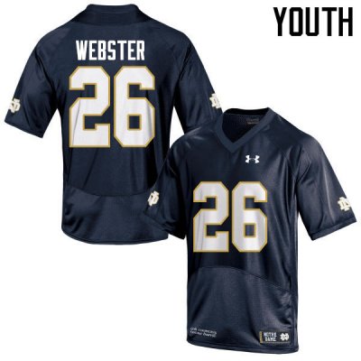 Notre Dame Fighting Irish Youth Austin Webster #26 Navy Blue Under Armour Authentic Stitched College NCAA Football Jersey DWV5599HW